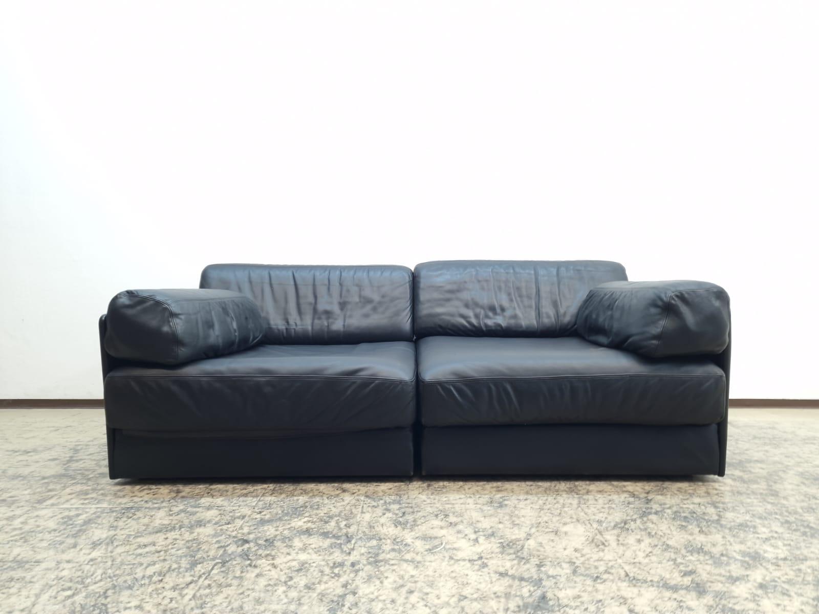 De Sede Ds 76 Echtledersofa Schwarz Schlafsofa Zweisitzer Suizo en venta