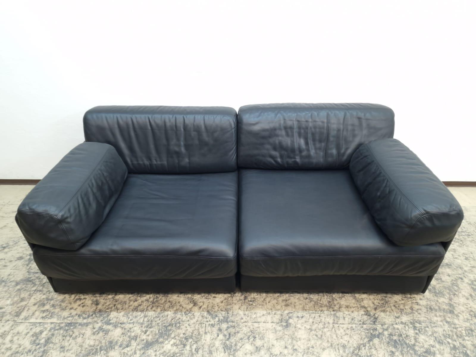 De Sede Ds 76 Echtledersofa Schwarz Schlafsofa Zweisitzer en venta 1