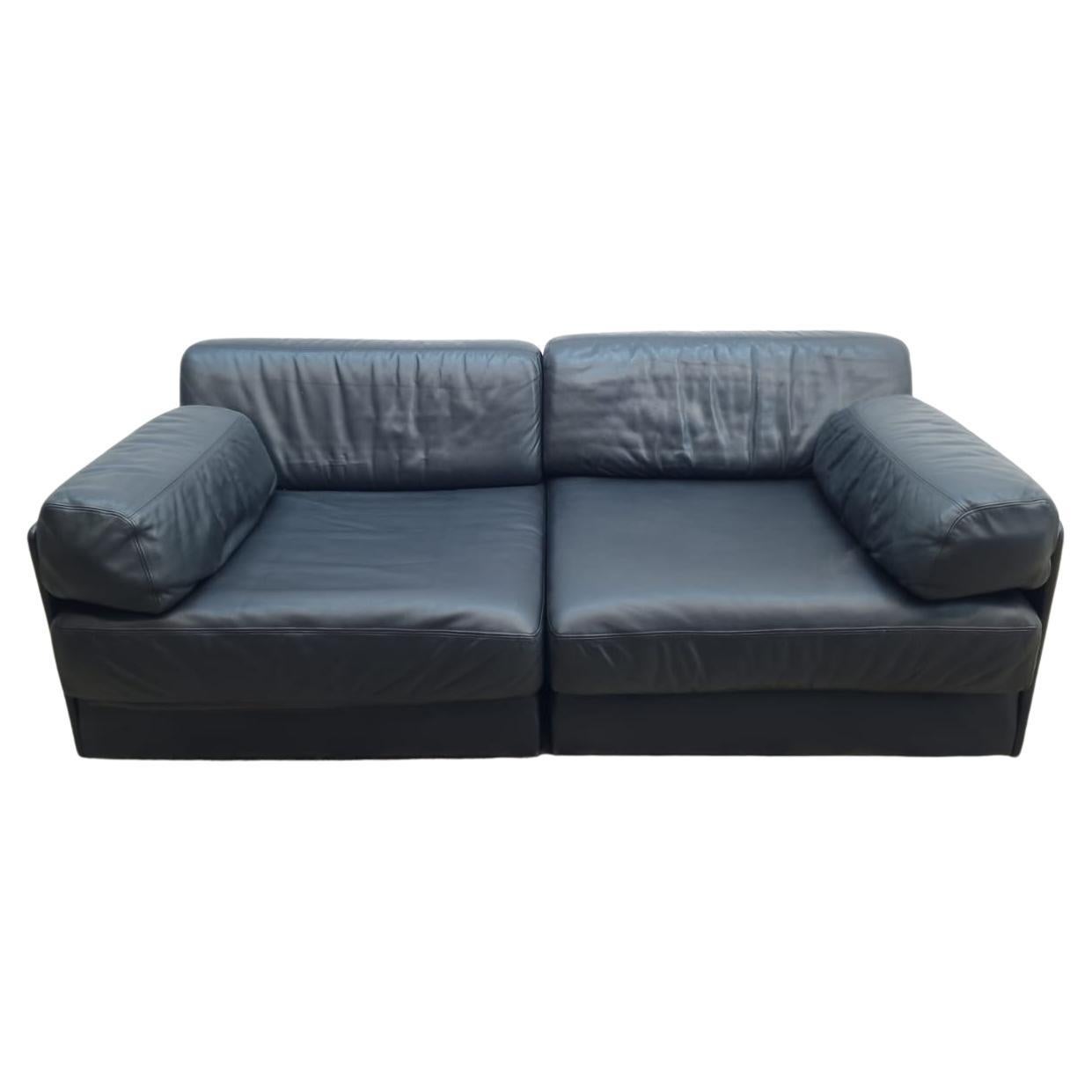 De Sede Ds 76 Echtledersofa Schwarz Schlafsofa Zweisitzer