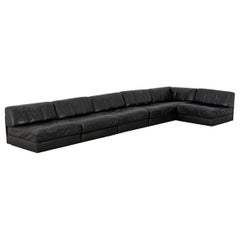 De Sede DS 76 Landscape Sofa and Daybed in black Leather 1972 Mid Century Modern
