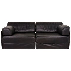 De Sede DS 76 Leather Sofa Black Two-Seat Function Variable Sleeping Function