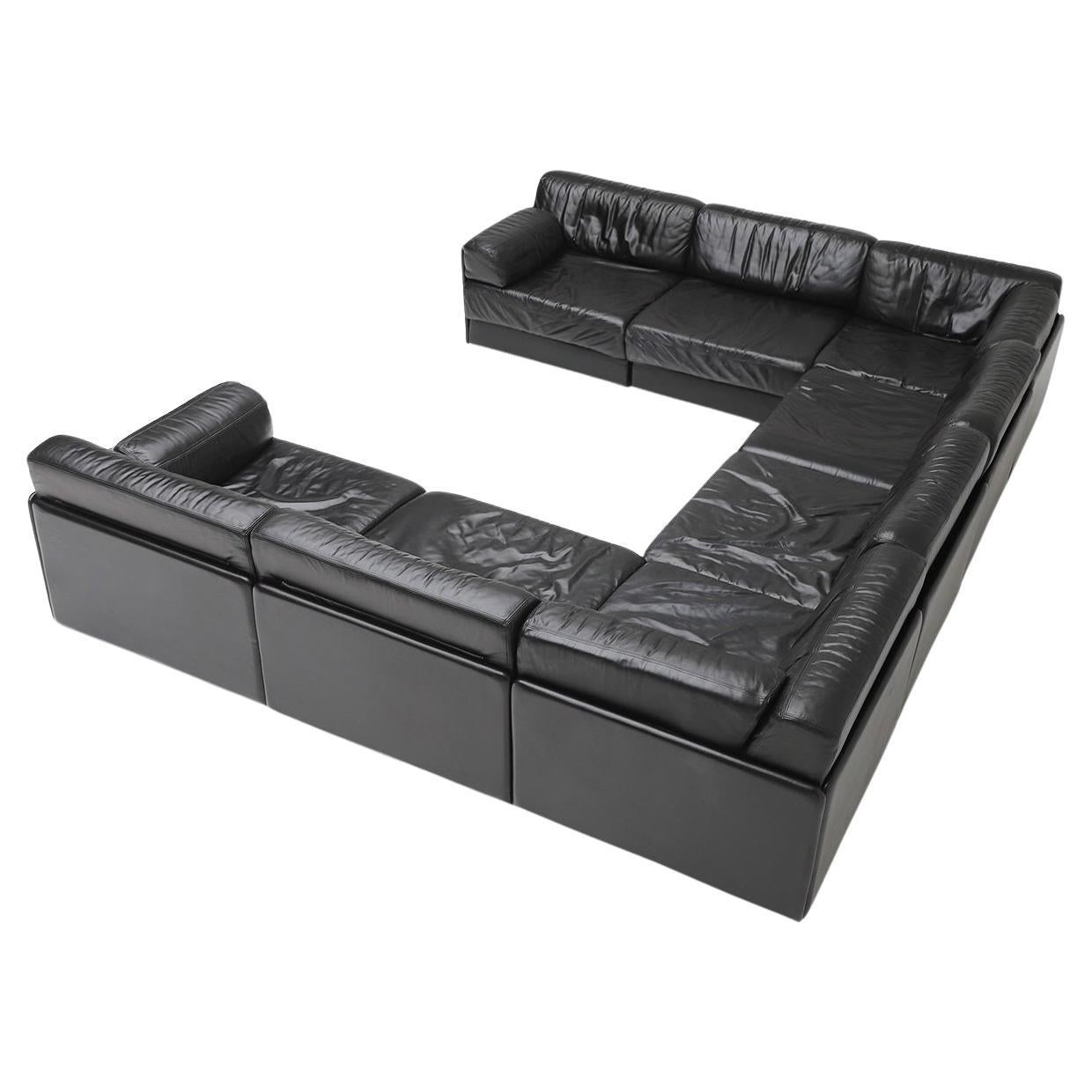 De Sede Ds 76 modular black leather sofa