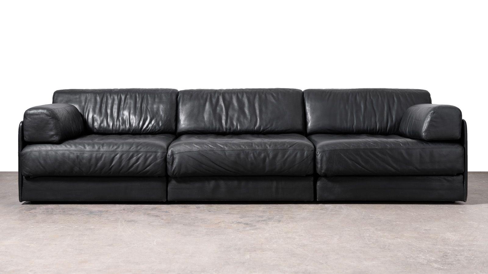 De Sede DS-76 Sofá seccional modular de cuero negro Años 70 3