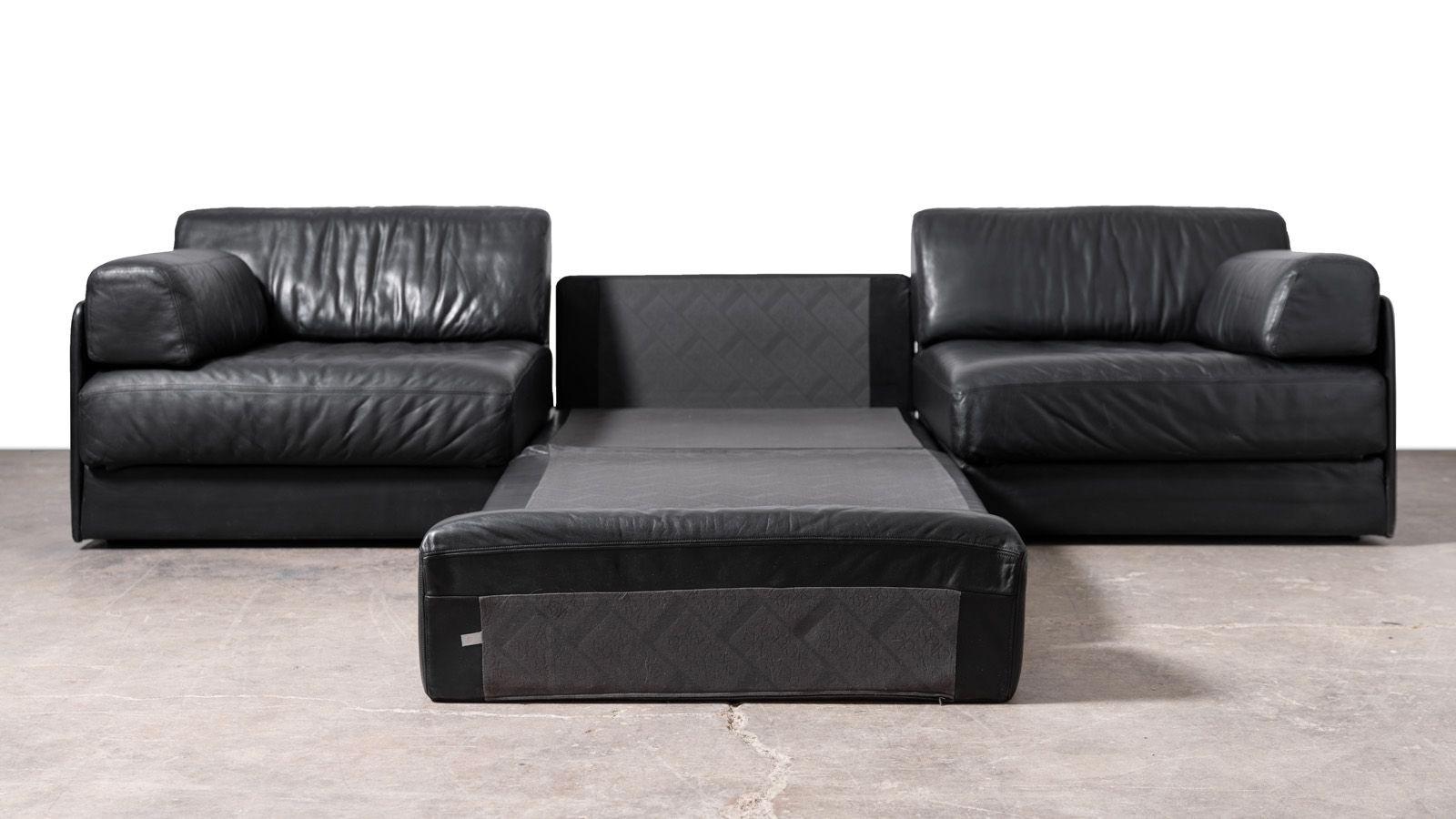 De Sede DS-76 Sofá seccional modular de cuero negro Años 70 4