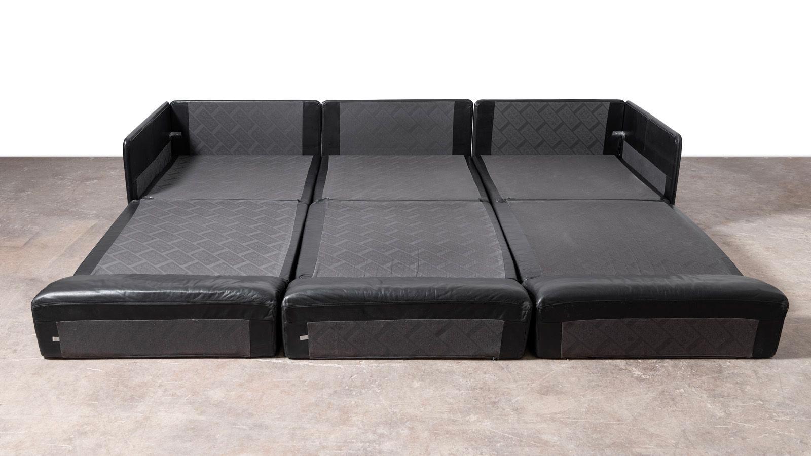 De Sede DS-76 Sofá seccional modular de cuero negro Años 70 5