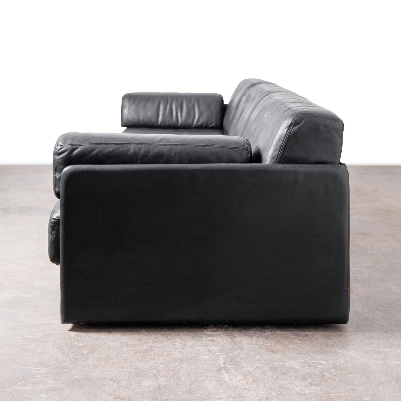 De Sede DS-76 Sofá seccional modular de cuero negro Años 70 Suizo