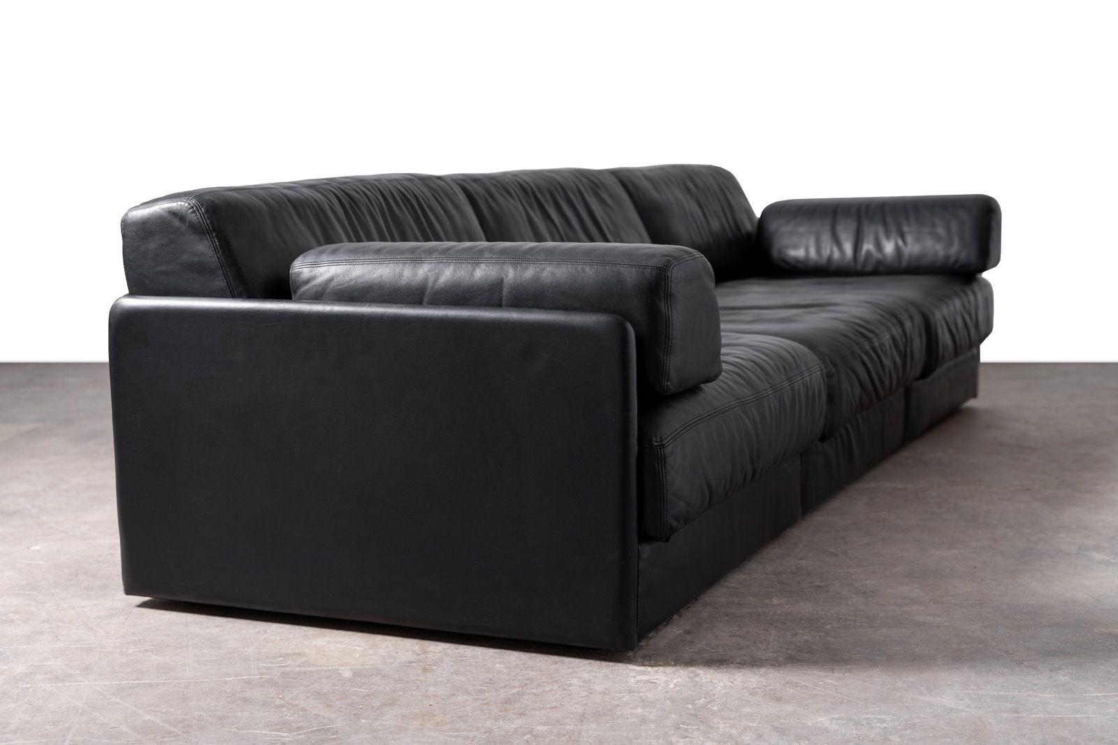 De Sede DS-76 Sofá seccional modular de cuero negro Años 70 2