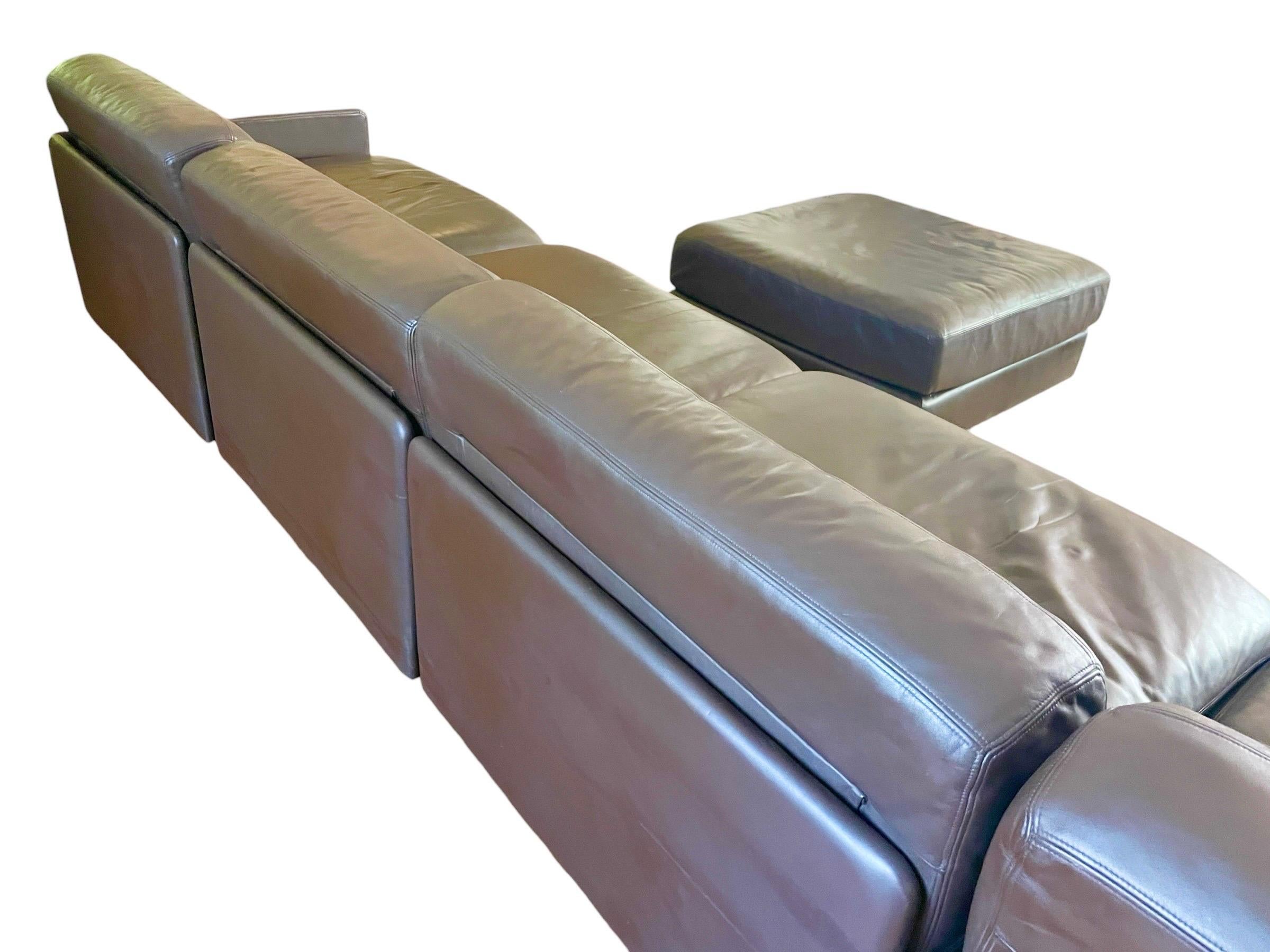 De Sede DS-76 Modular Sleeper Sofa Brown Leather De Sede Sectional Sofa Couch In Good Condition In Rochester, NY
