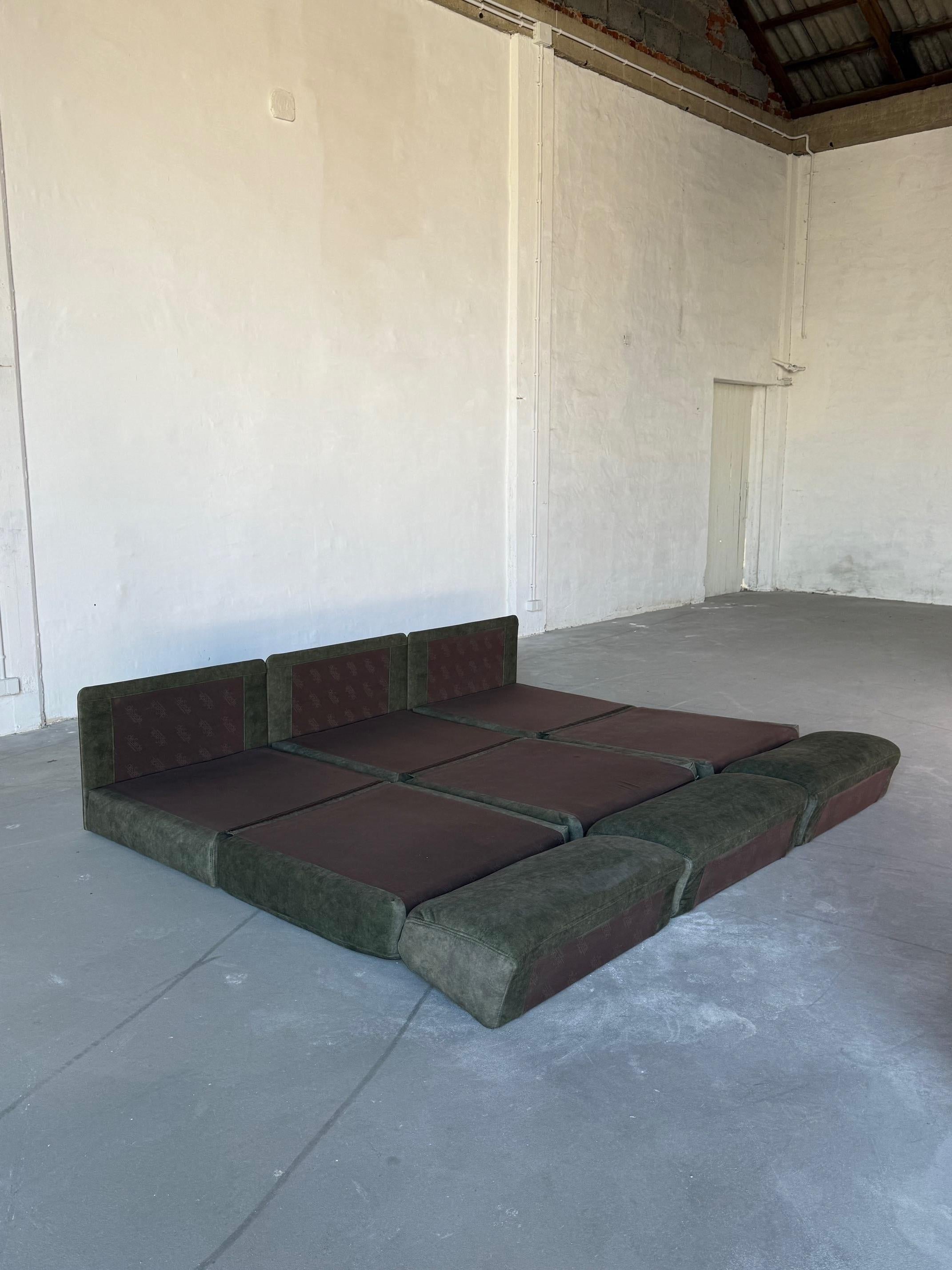 Fin du 20e siècle De Sede DS-76 Canapé modulable - Configuration 3 places, restauré, tapisserie velours en vente