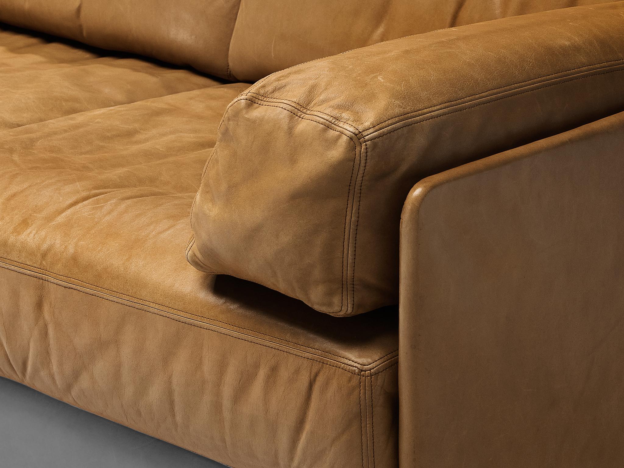 Mid-Century Modern De Sede ‘DS-76’ Modular Sofa in Cognac Patinated Leather