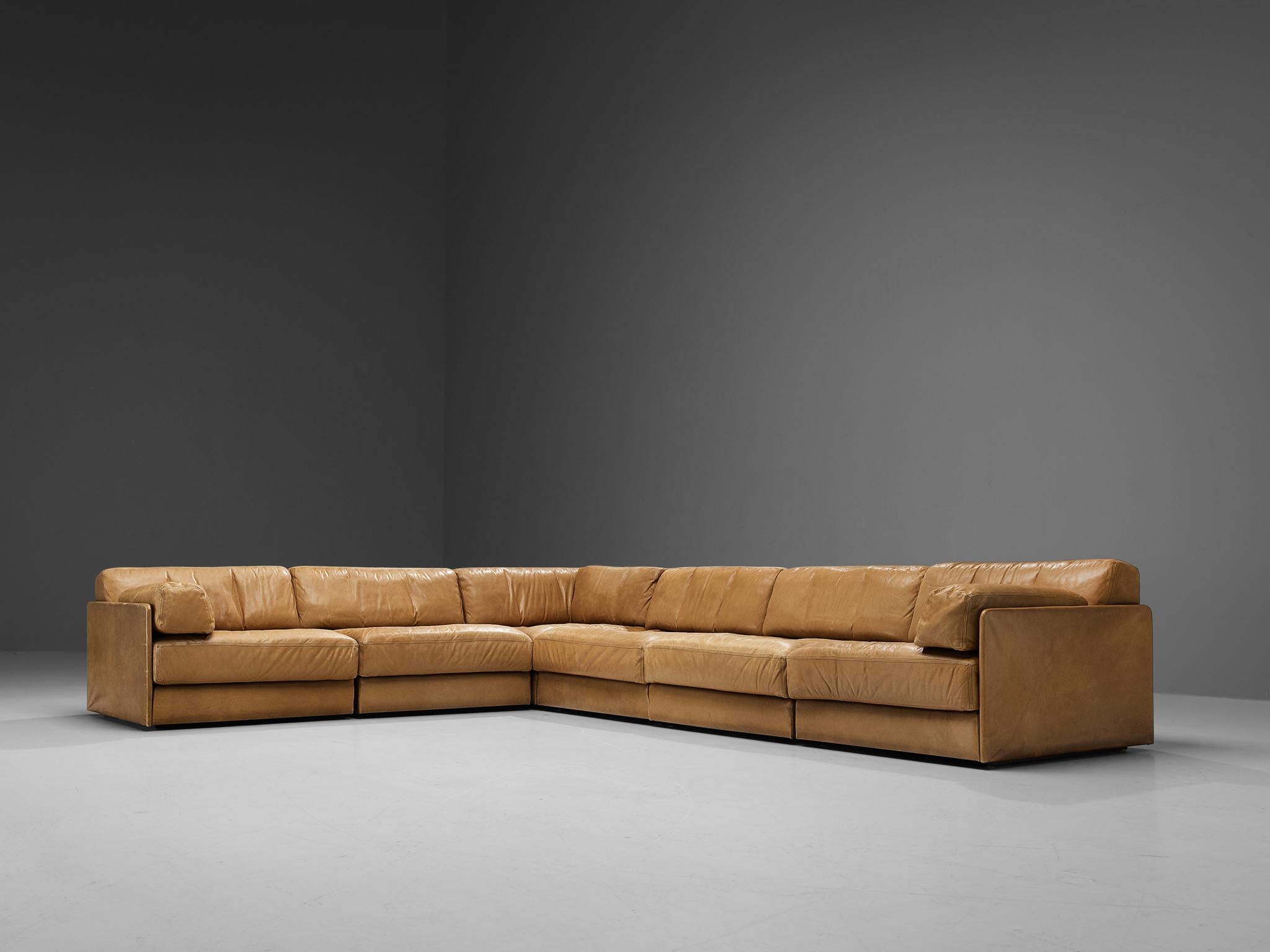 Late 20th Century De Sede ‘DS-76’ Modular Sofa in Cognac Patinated Leather
