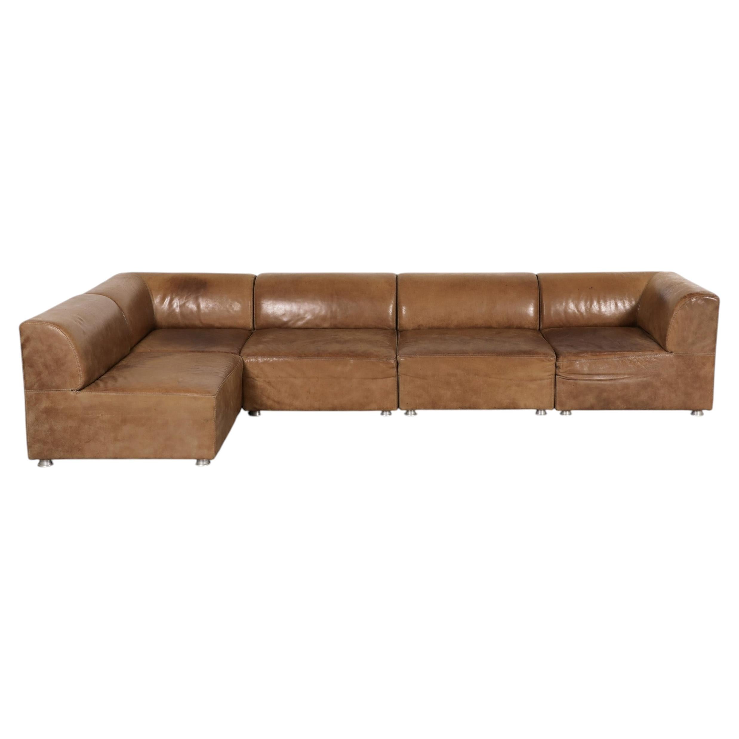 De Sede DS-76 Style 5-Piece Natural Leather Modular Sectional