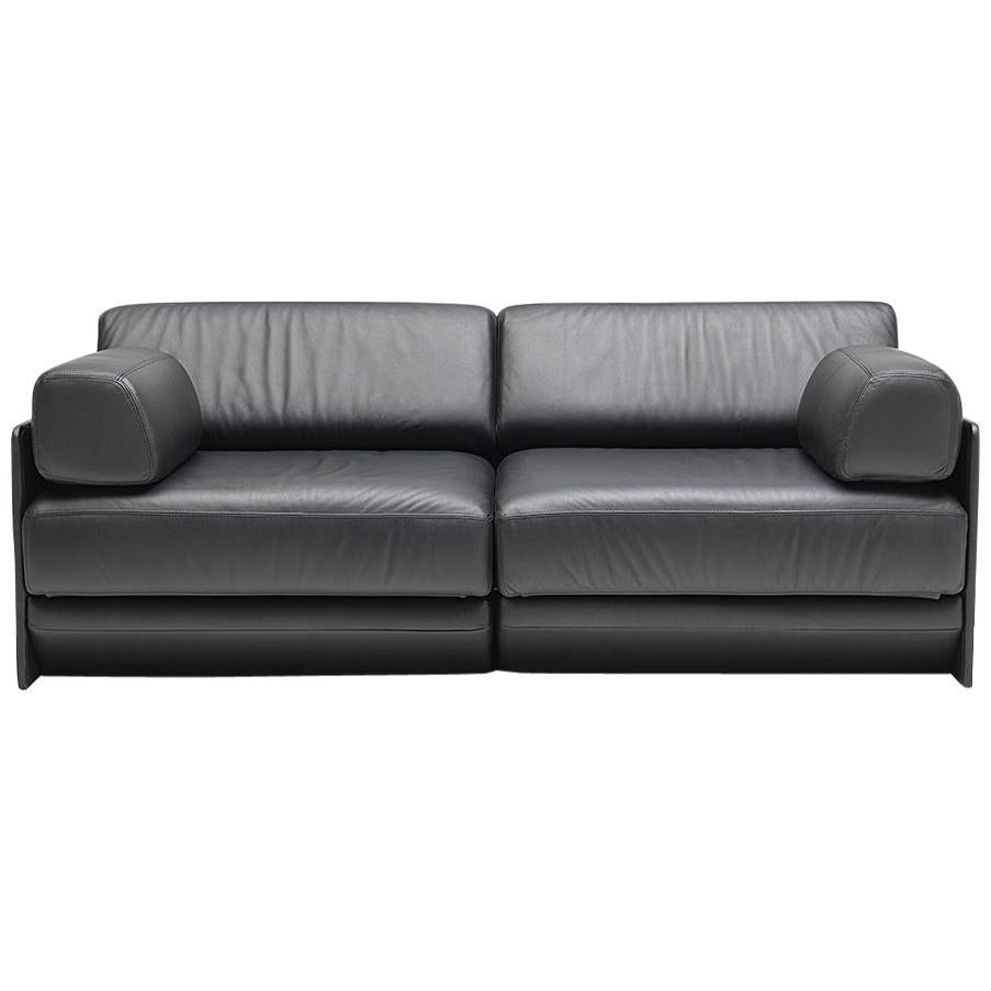 De Sede DS 76 Two-Seat Sofa Bed in Black Upholstery by De Sede Design Team