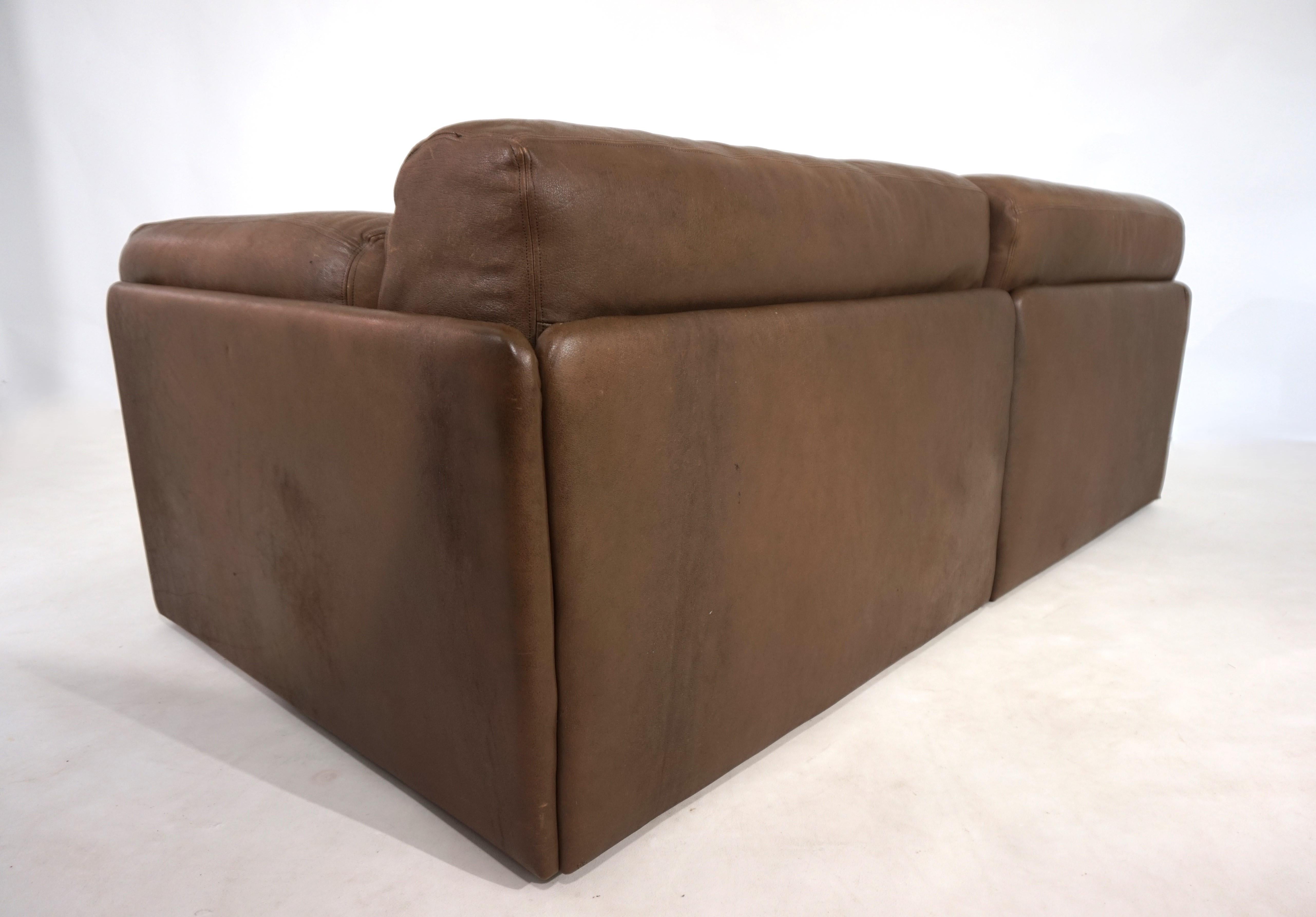 De Sede DS-76, zweisitziges Ledersofa, 1970 (Moderne der Mitte des Jahrhunderts) im Angebot