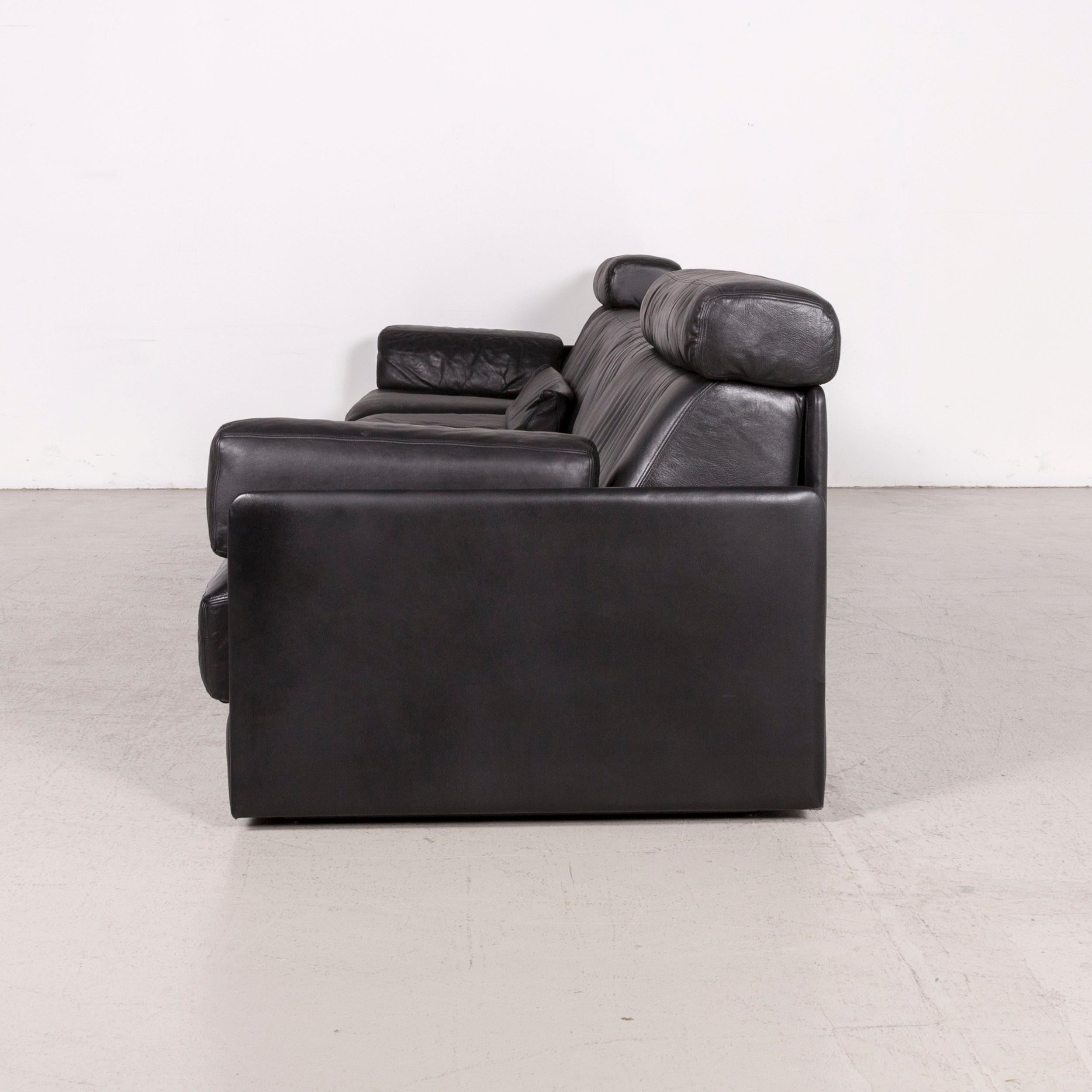De Sede ds 77 Designer Leather Sofa Black Four-Seat Genuine Leather For Sale 6