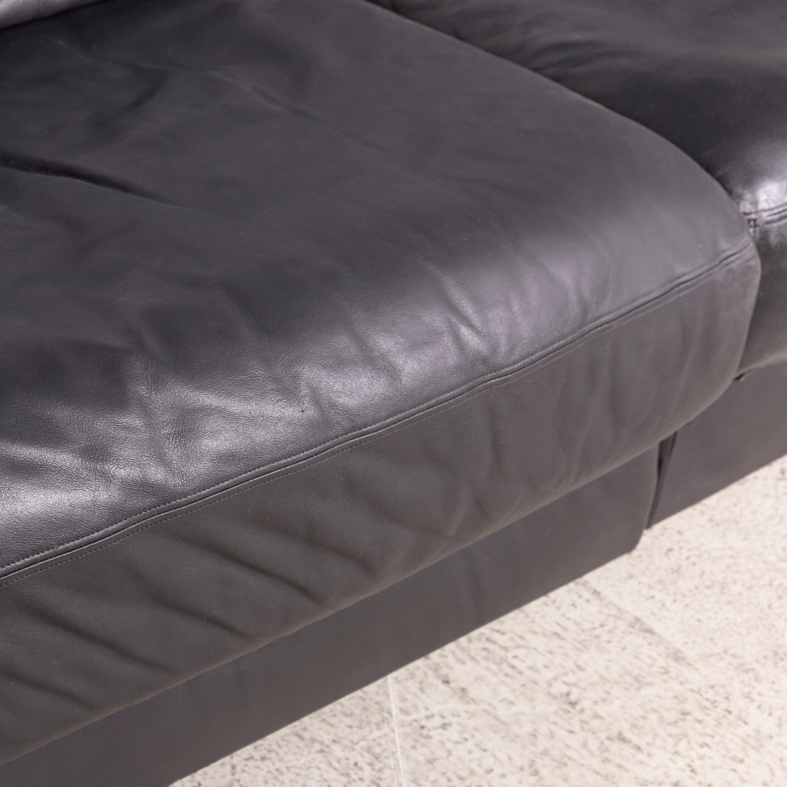 Modern De Sede ds 77 Designer Leather Sofa Black Four-Seat Genuine Leather For Sale