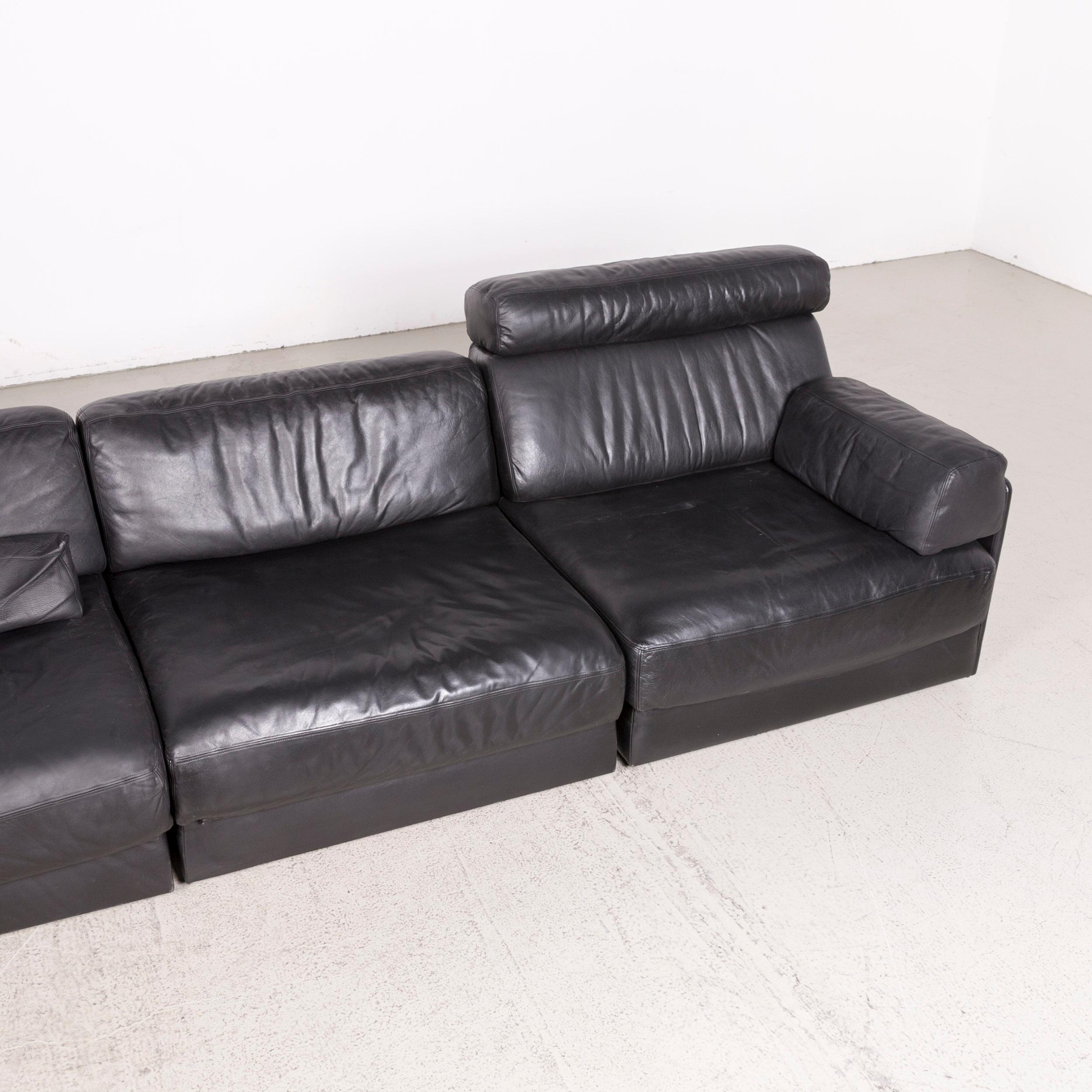 Swiss De Sede ds 77 Designer Leather Sofa Black Four-Seat Genuine Leather For Sale