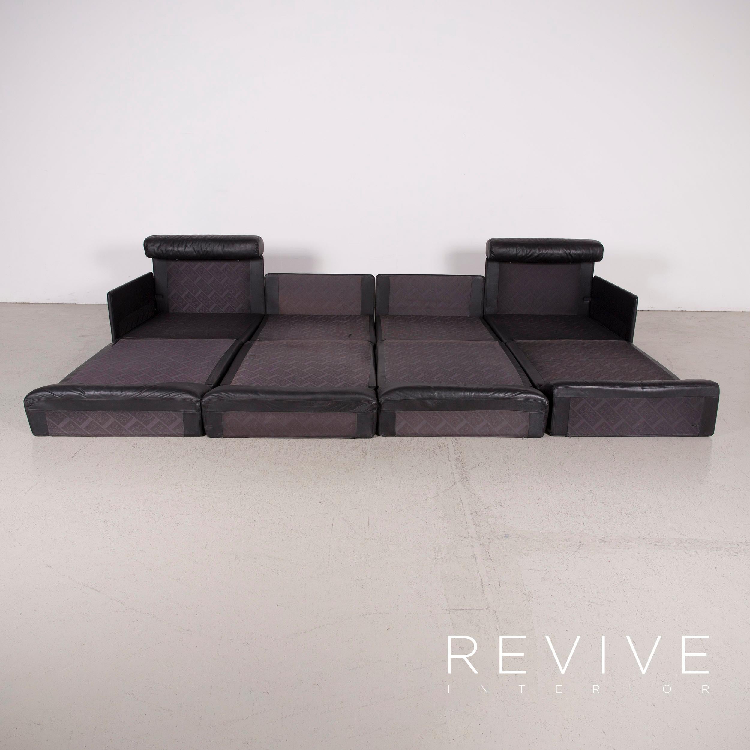 De Sede ds 77 Designer Leather Sofa Black Four-Seat Genuine Leather For Sale 2