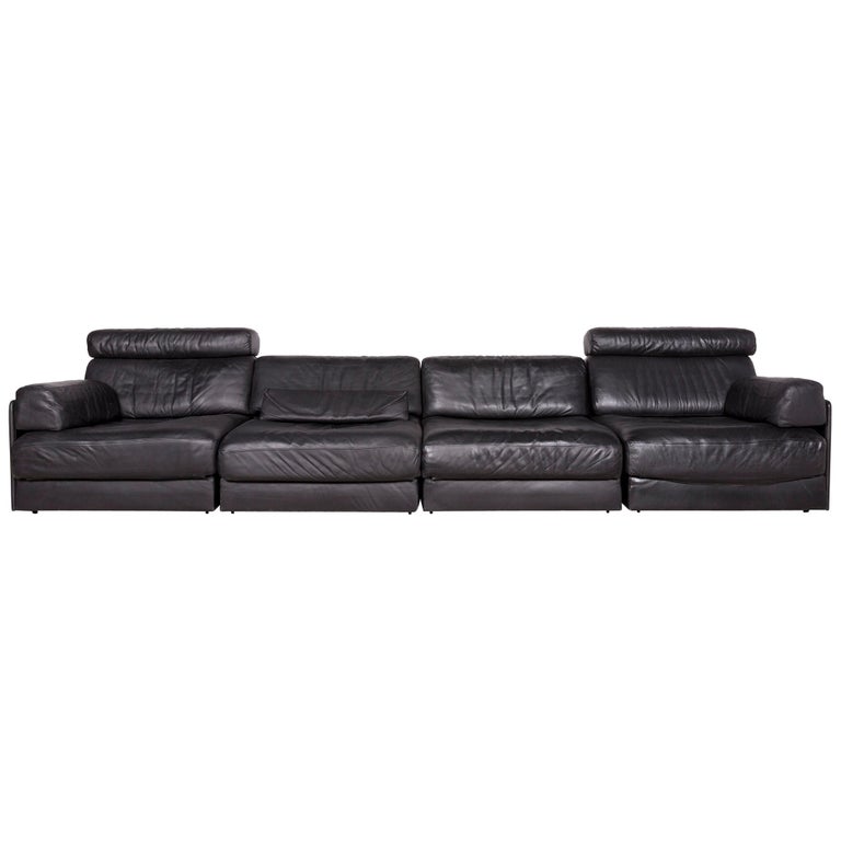 De Sede Ds 77 Designer Leather Sofa Black Four Seat Genuine
