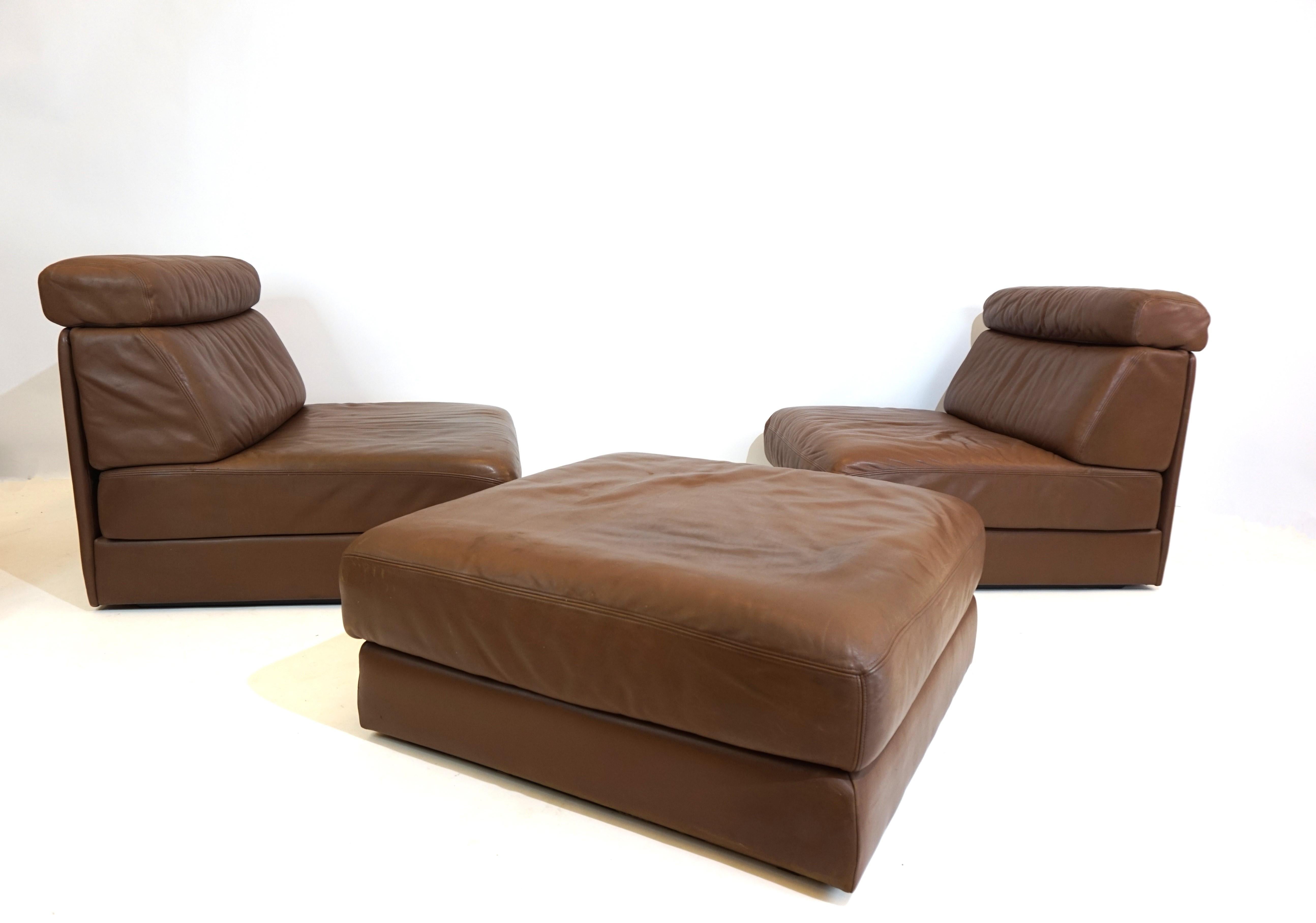 De Sede DS 77 leather modular sofa with ottoman 3