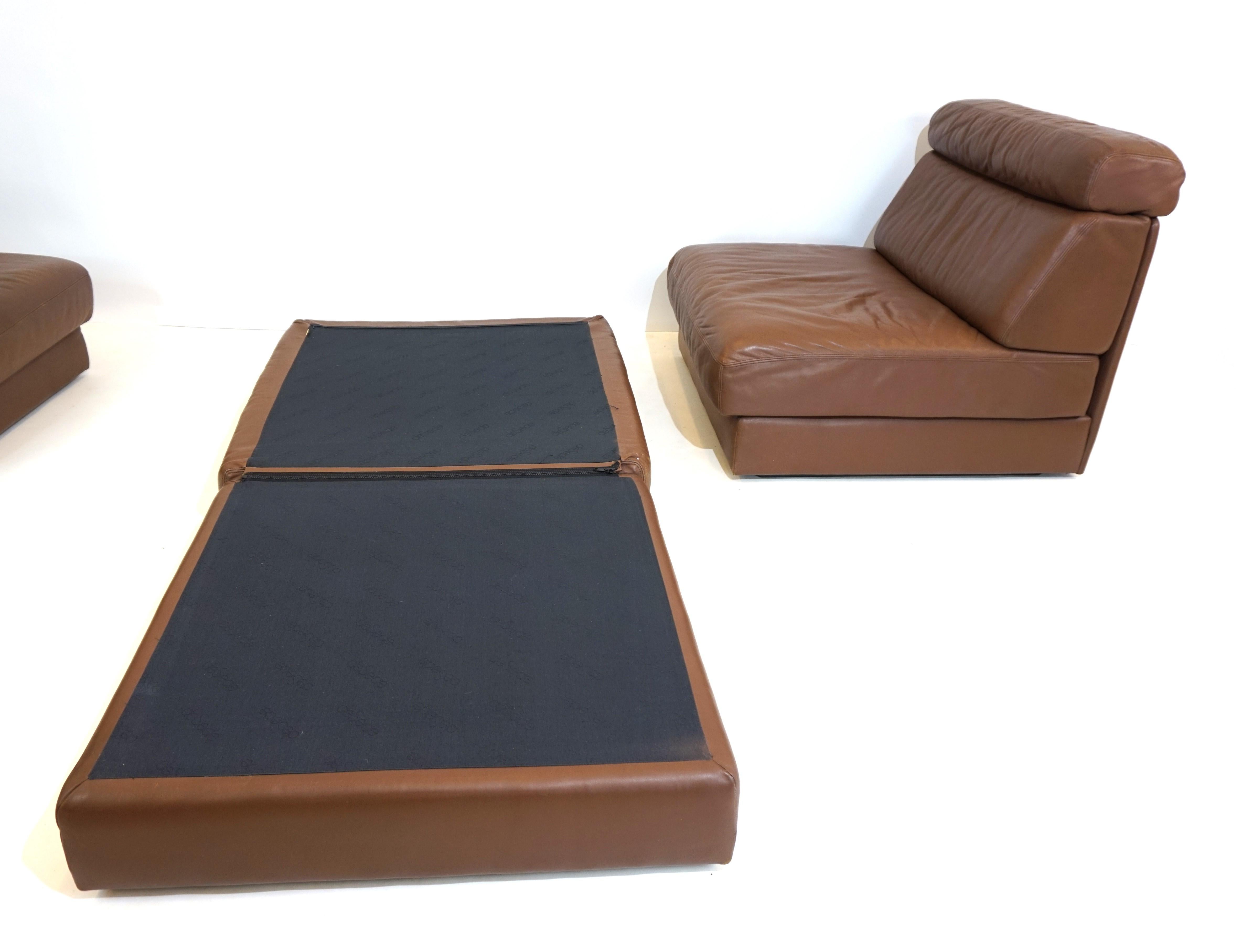 De Sede DS 77 leather modular sofa with ottoman 4