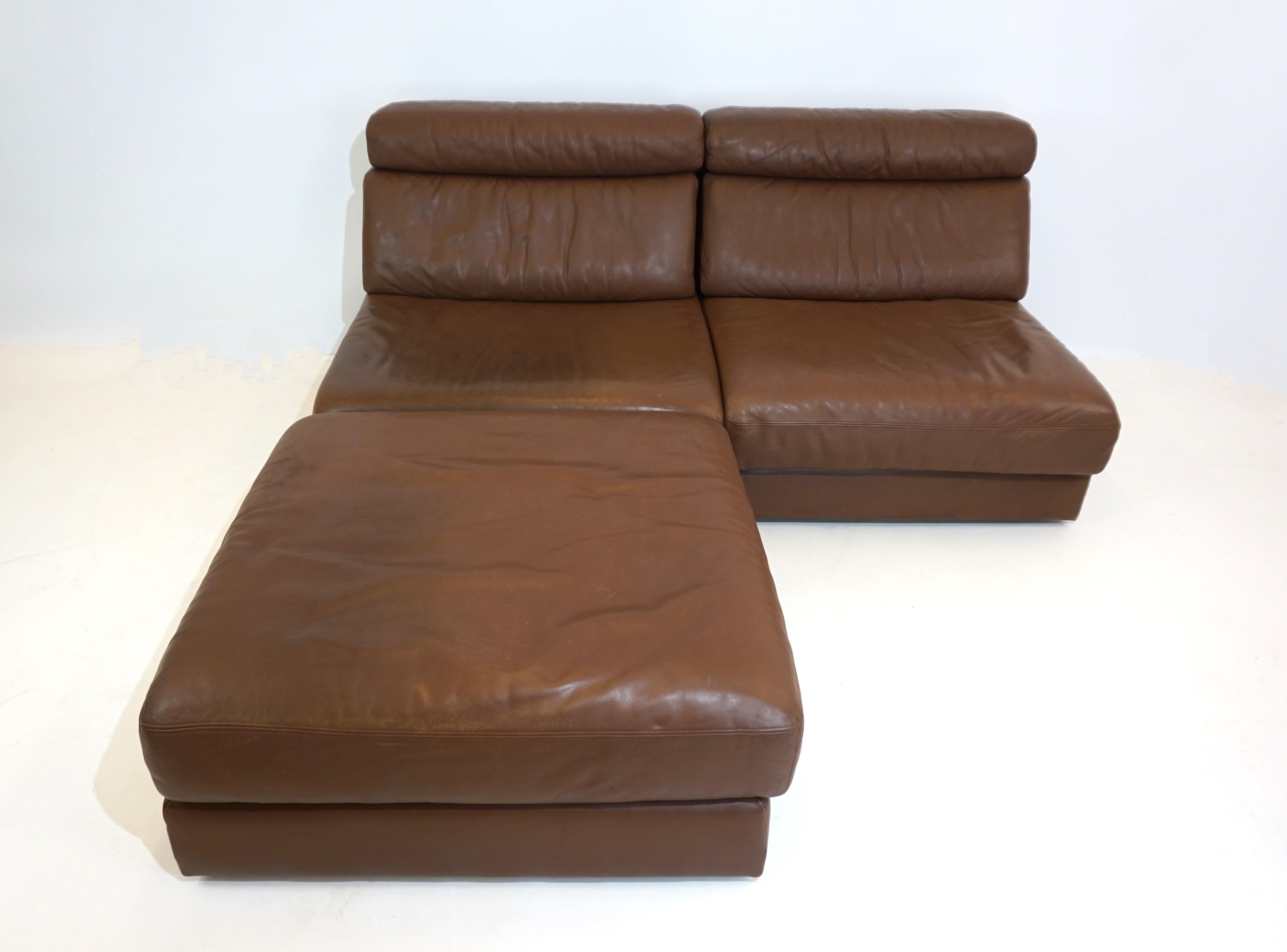 De Sede DS 77 leather modular sofa with ottoman 7