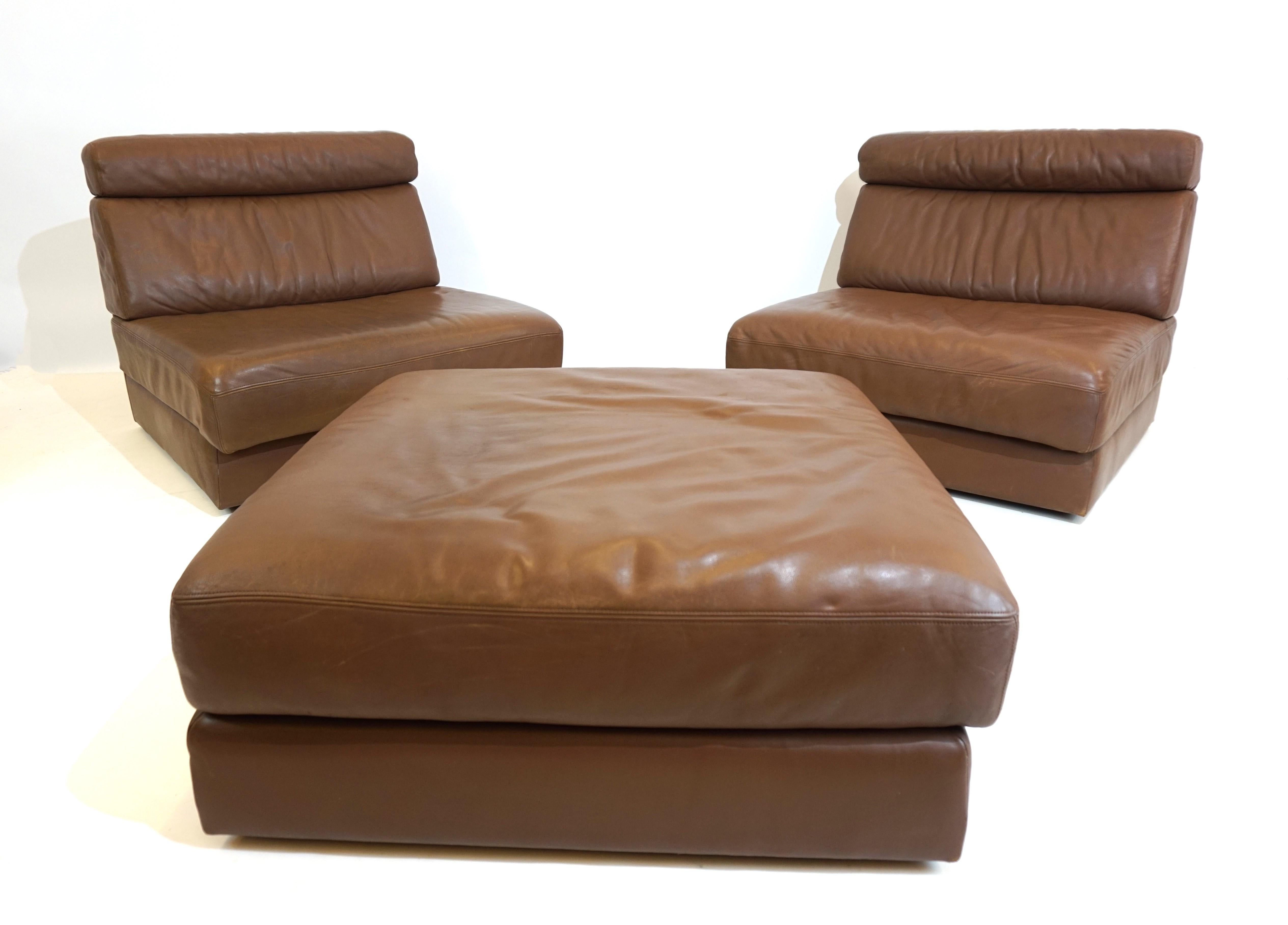 De Sede DS 77 leather modular sofa with ottoman 8