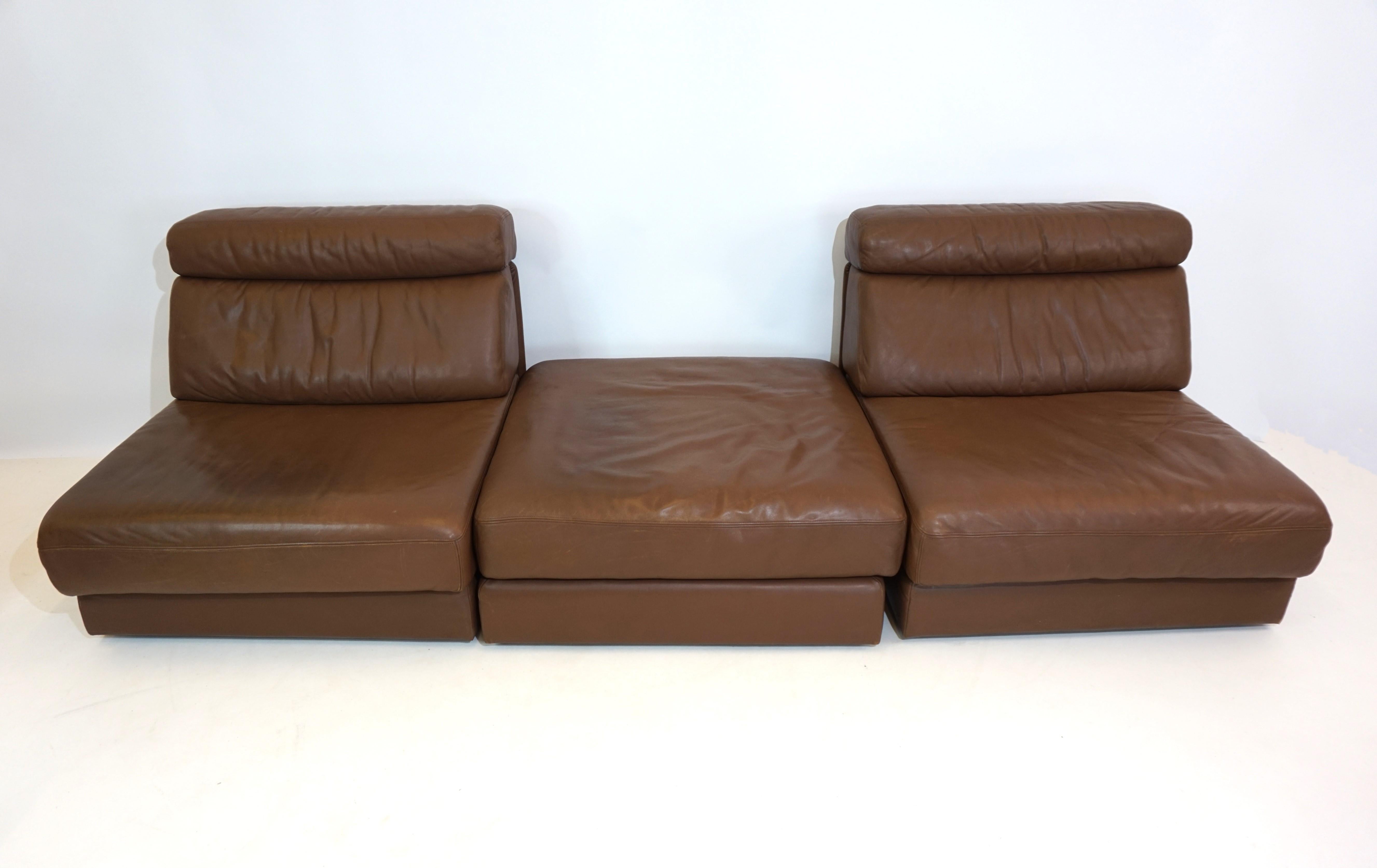 De Sede DS 77 leather modular sofa with ottoman 9