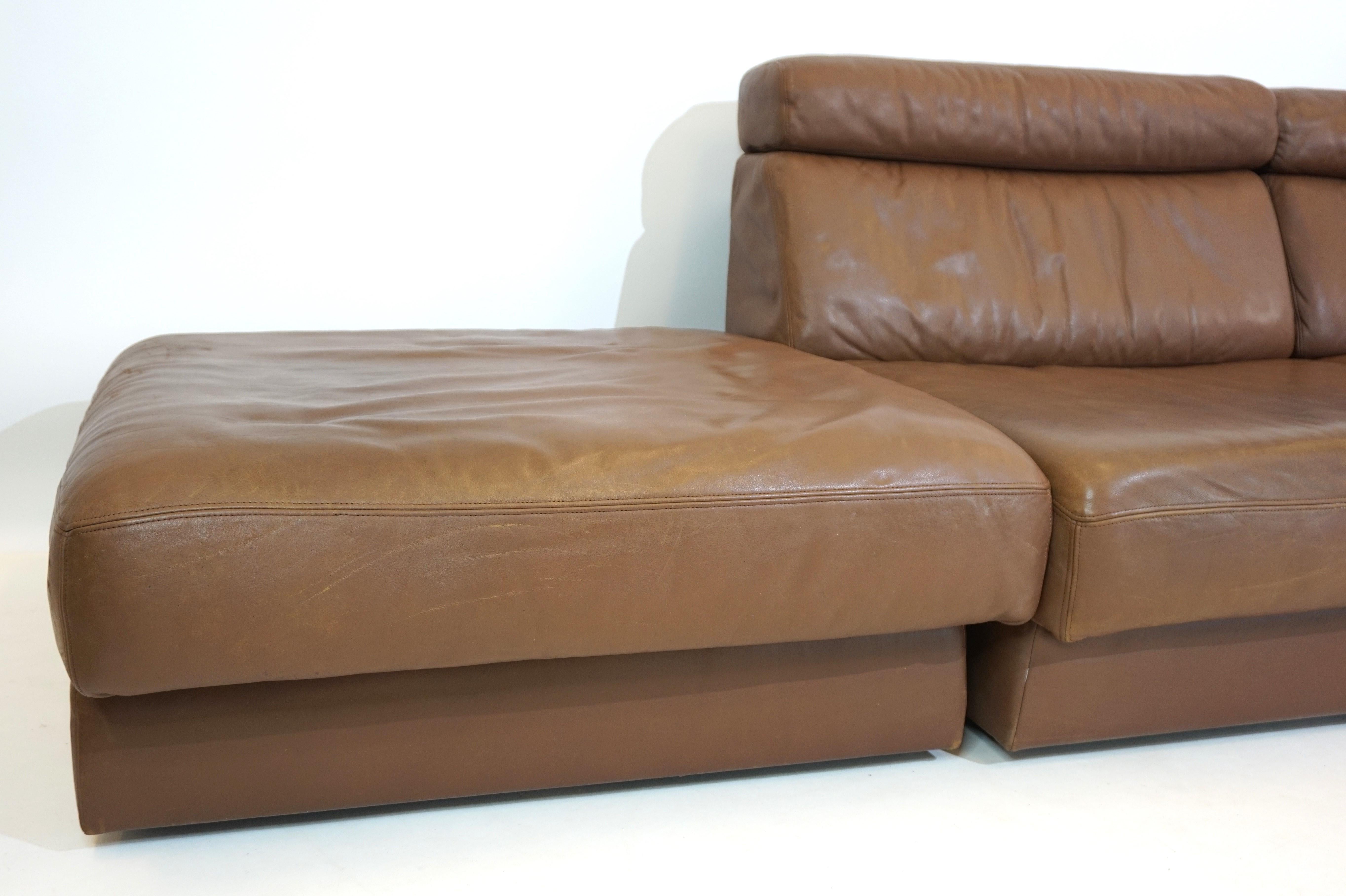 De Sede DS 77 leather modular sofa with ottoman In Good Condition In Ludwigslust, DE