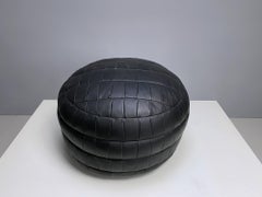 De Sede DS-80 Black Patchwork Leather Pouf, Ottoman, 1970s, Switzerland