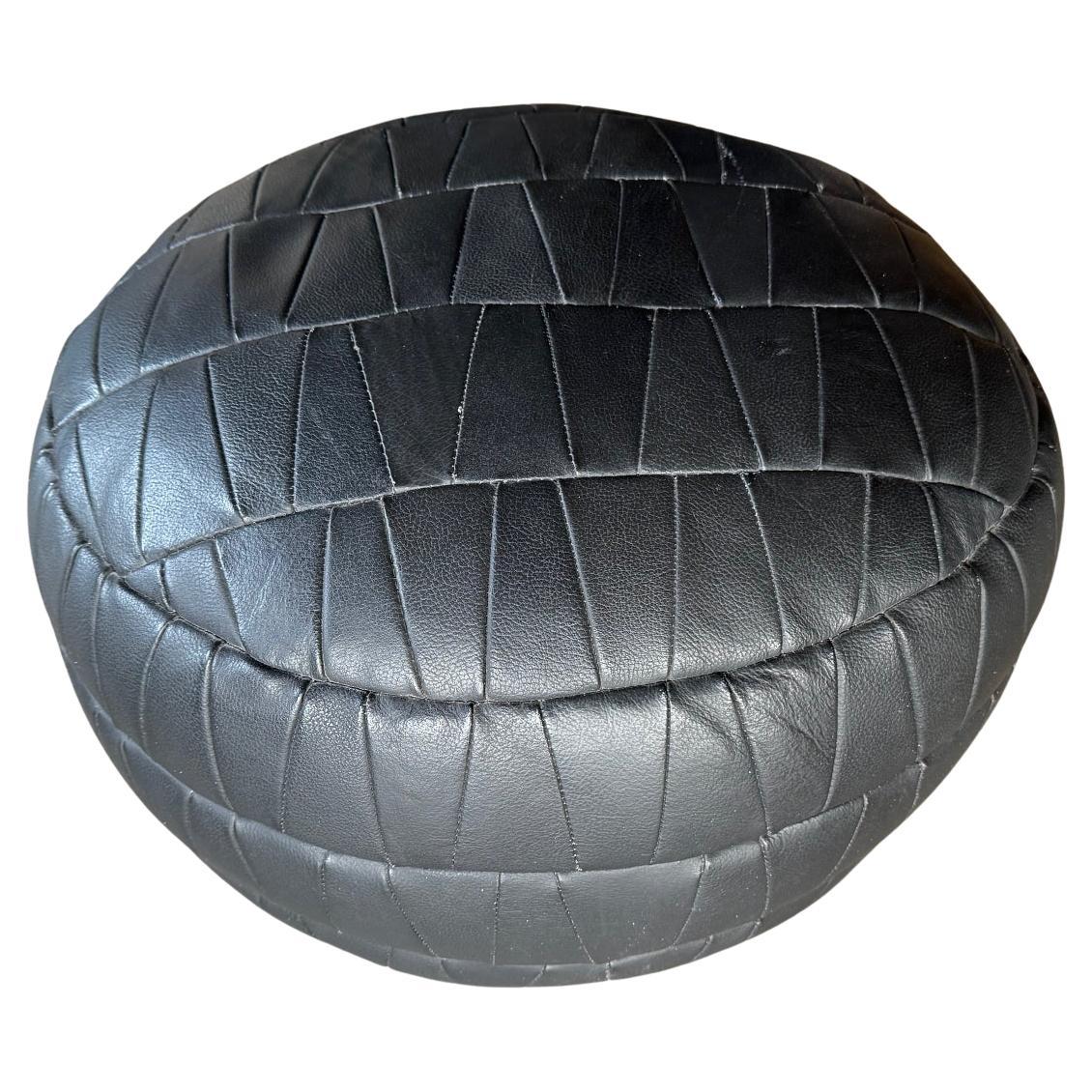 De Sede DS-80 Black Patchwork Leather Pouf, Ottoman, Stool, DeSede Switzerland