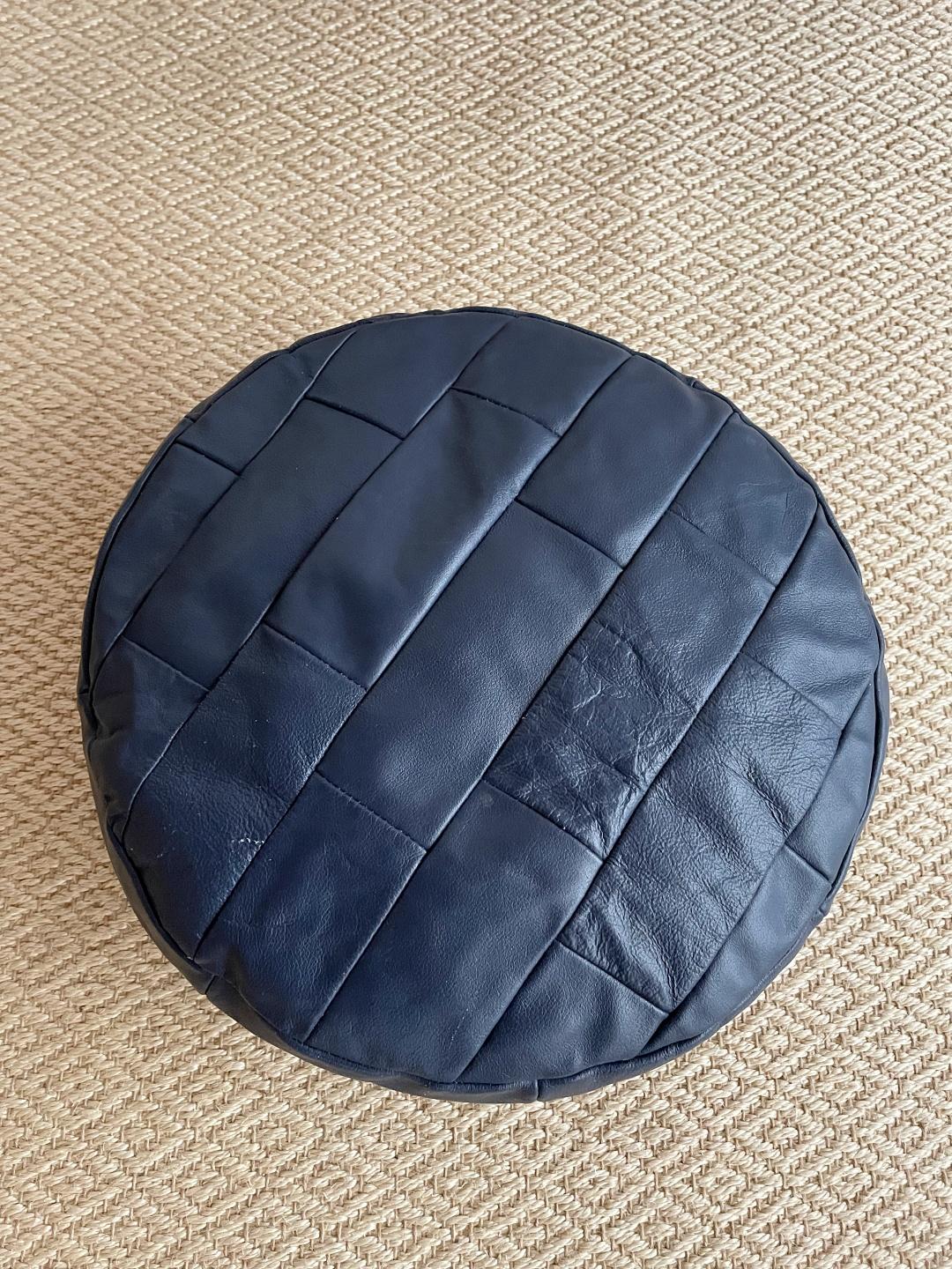 Hand-Crafted De Sede DS-80 Blue Patchwork Leather Pouf, Ottoman, DeSede Switzerland For Sale