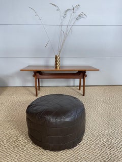 De Sede DS-80 Cocoa Brown Patchwork Leather Pouf, Ottoman, DeSede Switzerland