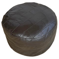 De Sede DS-80 Cocoa Brown Patchwork Leather Pouf, Ottoman, DeSede Suisse