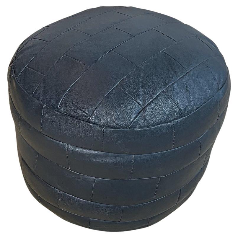 De Sede DS-80 Dark Blue Patchwork Leather Pouf, Ottoman, Switzerland DeSede