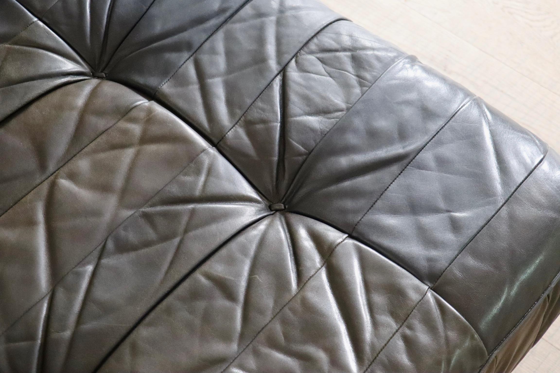 Leather De Sede DS-80 daybed in brown patchwork leather, Switzerland 1970s