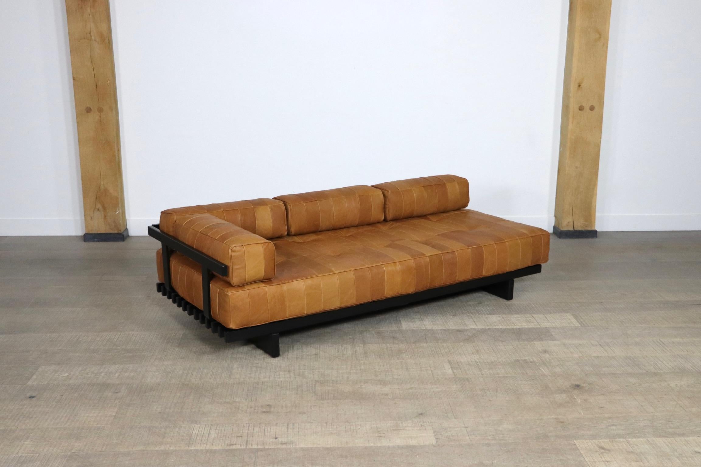 Late 20th Century De Sede DS-80 daybed in cognac patchwork leather, Switzerland 1970s