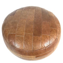 De Sede DS-80 Midcentury Patchwork Leather Pouf, Ottoman, 1970s, Switzerland