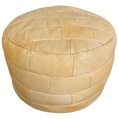 De Sede DS-80 Midcentury Patchwork Leather Pouf, Ottoman, 1970s, Switzerland