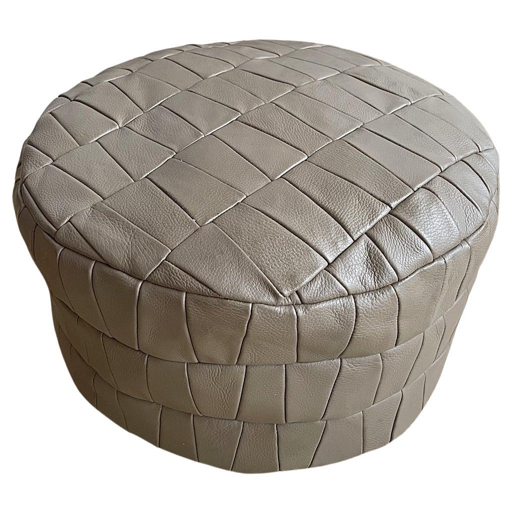De Sede DS-80 Taupe Patchwork Leather Pouf, Ottoman, DeSede Switzerland