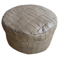 De Sede DS-80 Taupe Patchwork Leather Pouf, Ottoman, DeSede Switzerland