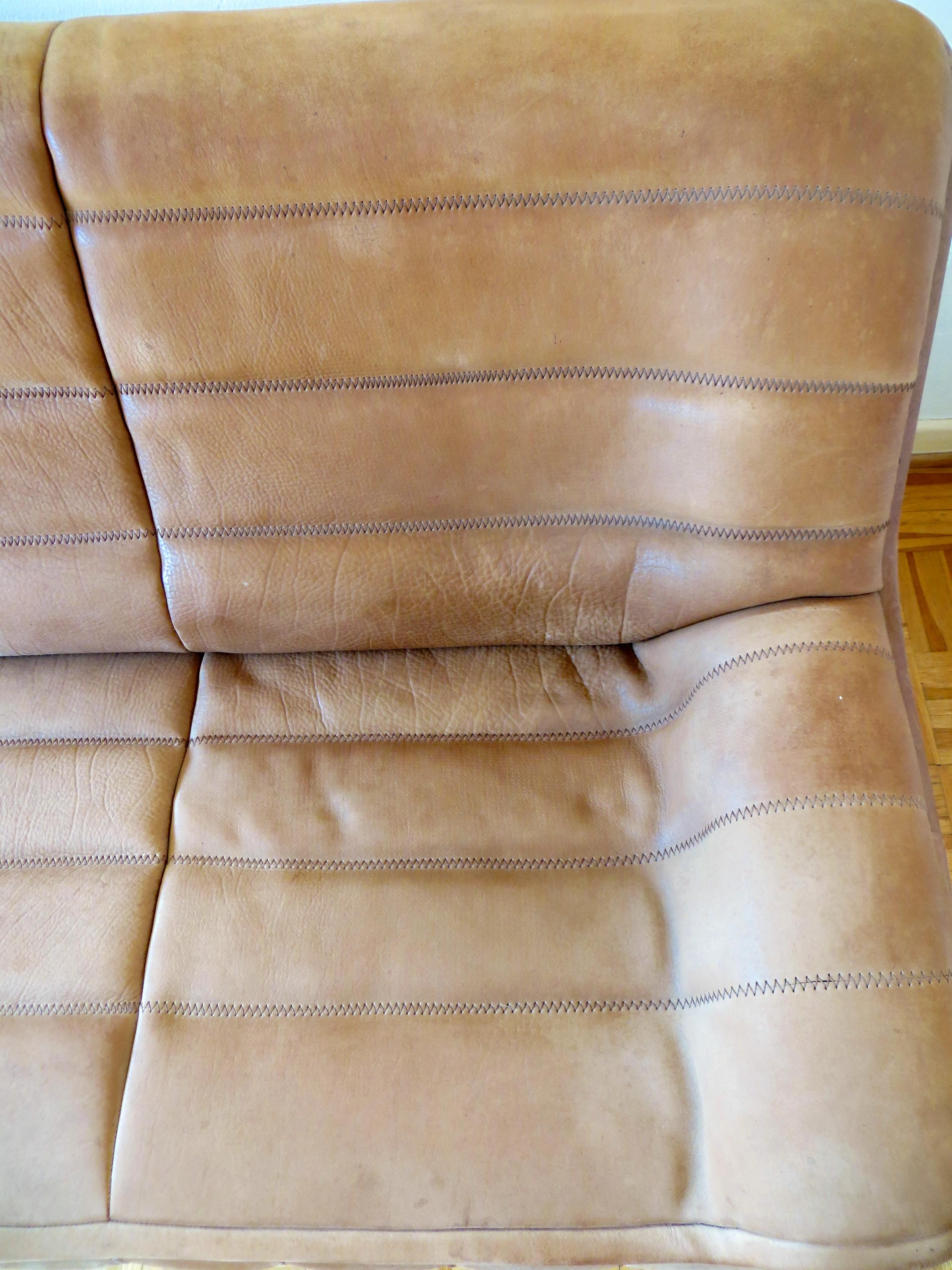 De Sede DS-84 Vintage Thick Buffalo Neck Leather 3-Seat Sofa, 1970s 8
