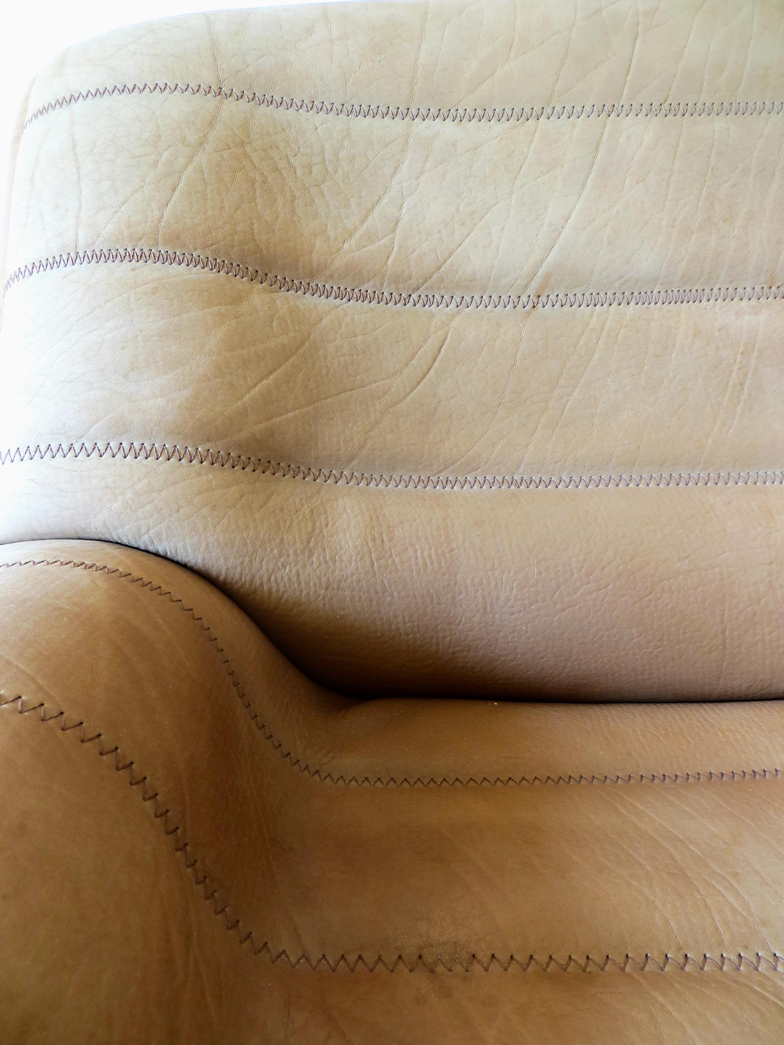 De Sede DS-84 Vintage Thick Buffalo Neck Leather 3-Seat Sofa, 1970s (Ende des 20. Jahrhunderts)
