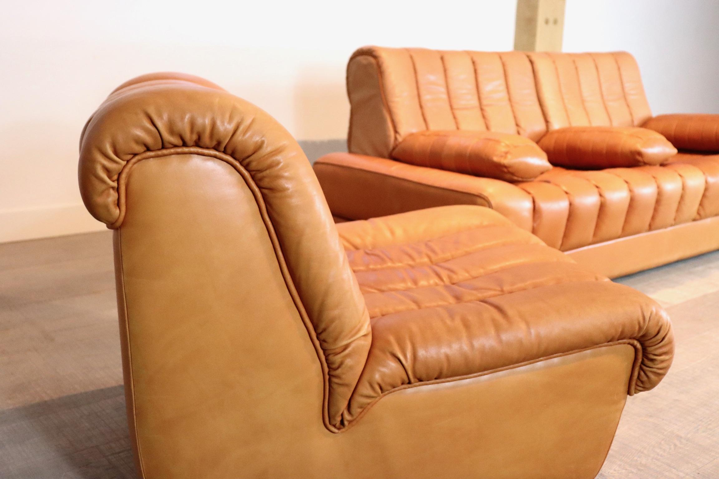 De Sede DS-85 Daybed and Lounge Chair in Cognac Leather, 1960s 5