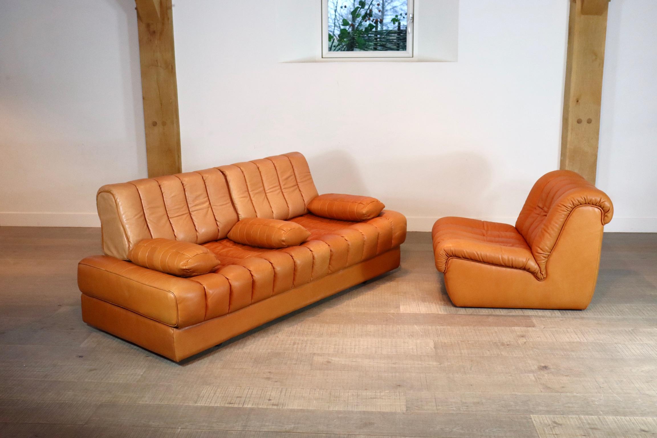 De Sede DS-85 Daybed and Lounge Chair in Cognac Leather, 1960s 7