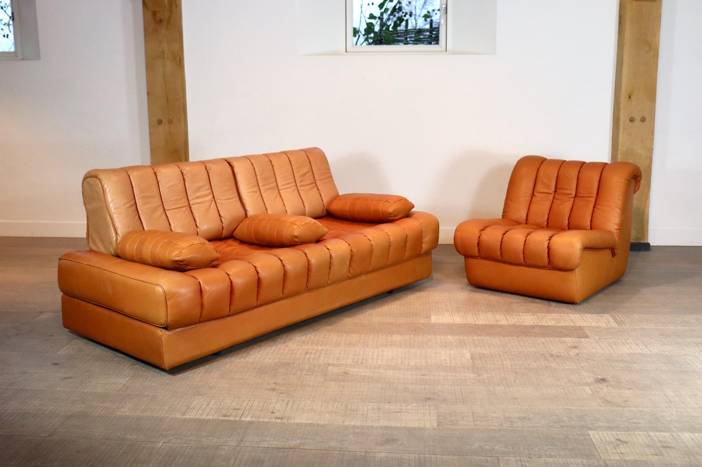 De Sede DS-85 Daybed and Lounge Chair in Cognac Leather, 1960s 8