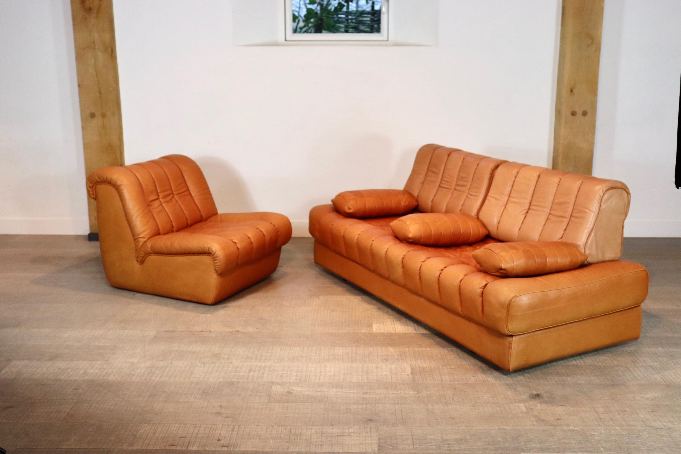 De Sede DS-85 Daybed and Lounge Chair in Cognac Leather, 1960s 2