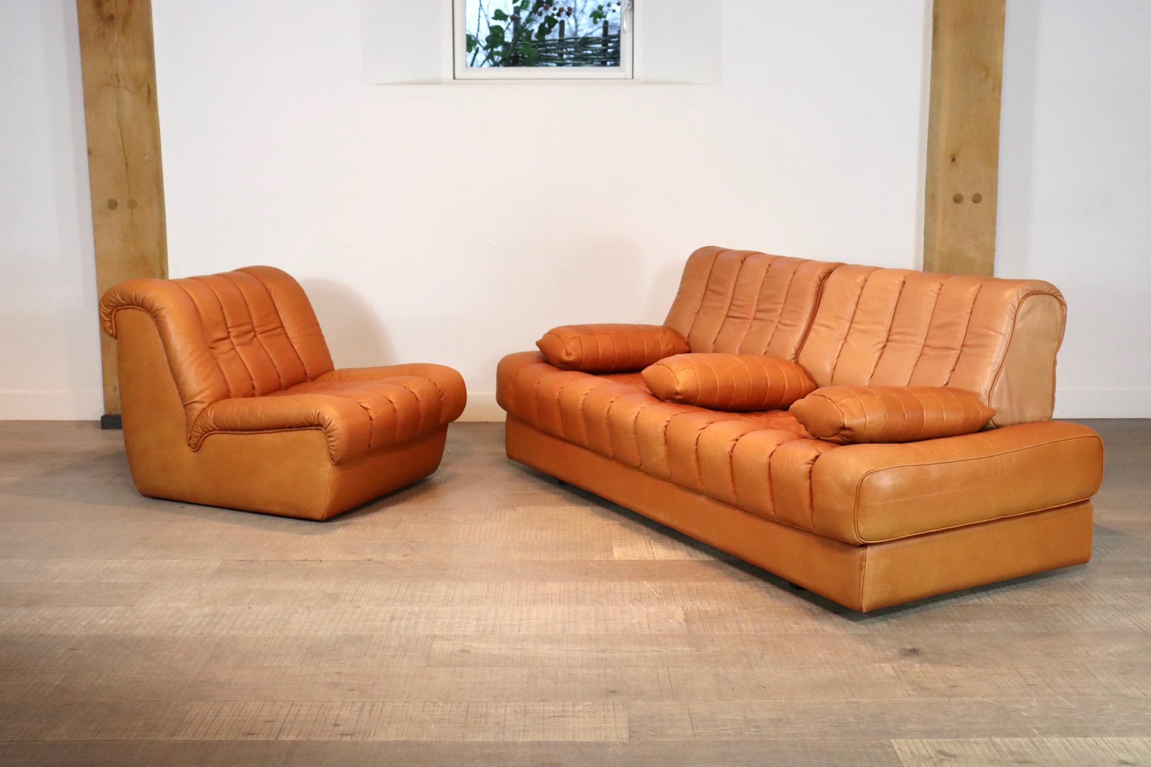 De Sede DS-85 Daybed and Lounge Chair in Cognac Leather, 1960s 3