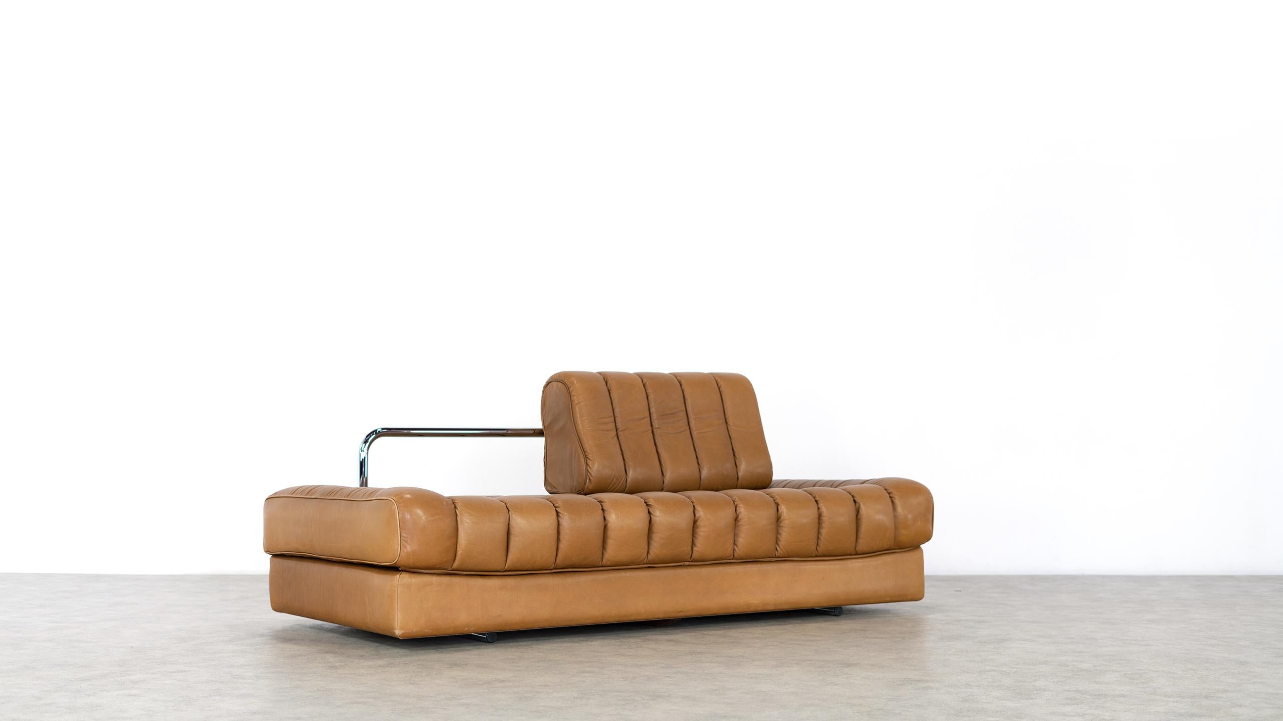 Mid-Century Modern De Sede, DS 85 Daybed & Sofa, 1975 Swiss Vintage, Cognac Leather Vintage