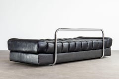 De Sede DS-85 Daybed & Sofa, Patinated Black Leather & Chrome, Switzerland 1970s